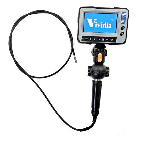 Articulating LCD Dual Camera Borescope, ⌀ 6mm, 5ft Long, Four-Way, Vividia, Mfr#: BD-4-6015